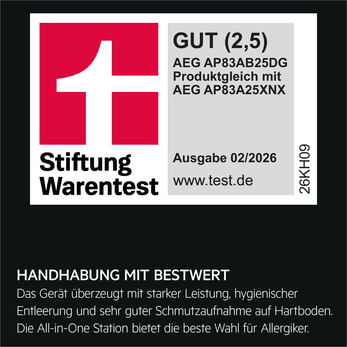 AEG Ultimate 7000 GEN2 Akku Staubsauger, ETM Testsieger, AP72UB21ES